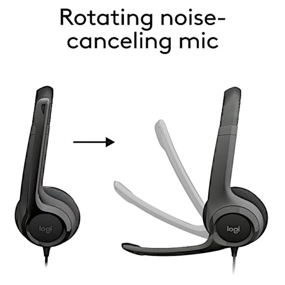 Logitech H390 USB Headset Over-Ear Comfort w/ Noise-Canceling Mic for PC/Laptop - Picture 5 of 6